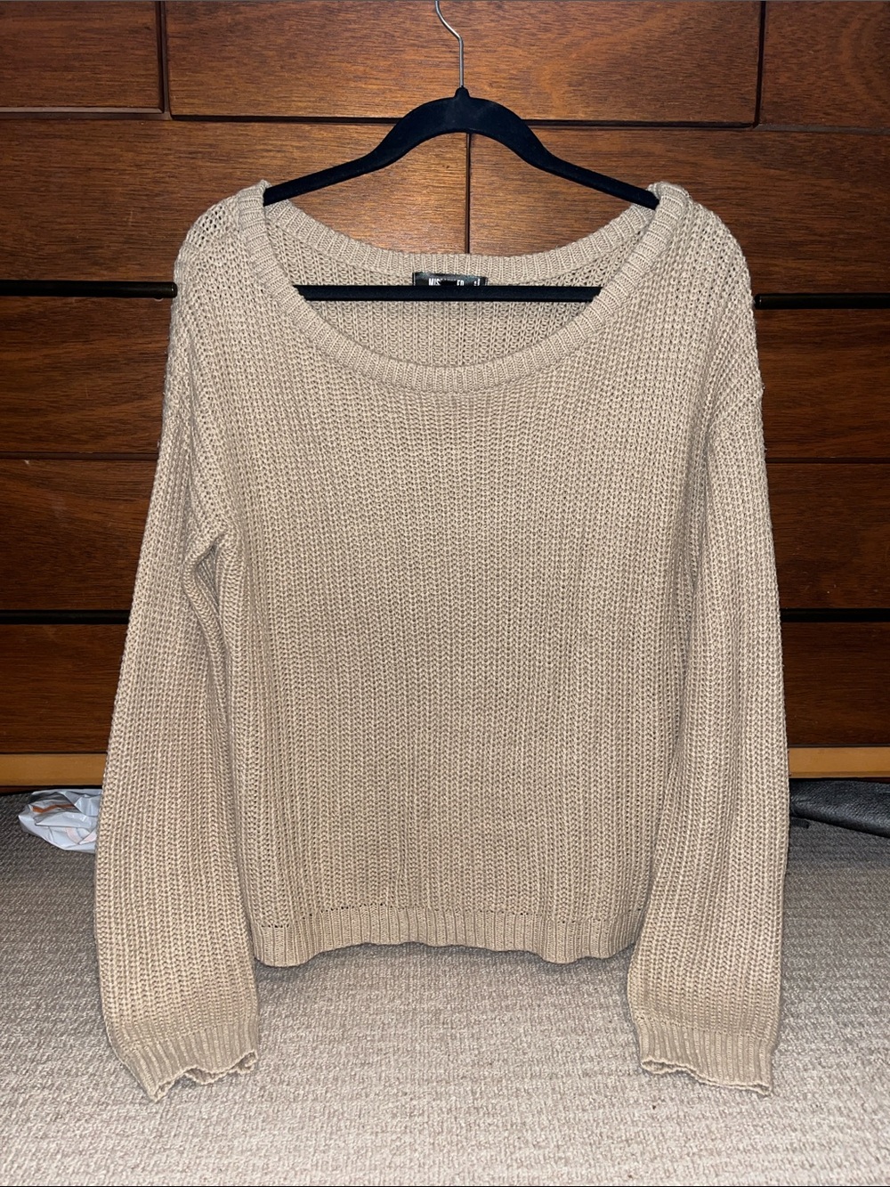 Missguided Cream Scoop Neck Knit Sweater